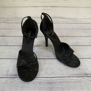 EUC Bakers Black Strappy Satin Sandals